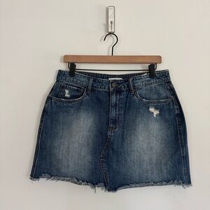 BP Denim MiniSkirt with Frayed Hem and Distressing Size 29 Western Festival